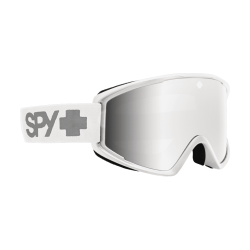 Hvid skibrille med spejlglas og SPY-logo på remmen