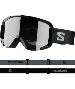 Salomon Player Combo Black sort skihjelm med medfølgende junior-skibriller