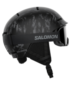 Salomon Player Combo Black sort skihjelm med medfølgende junior-skibriller