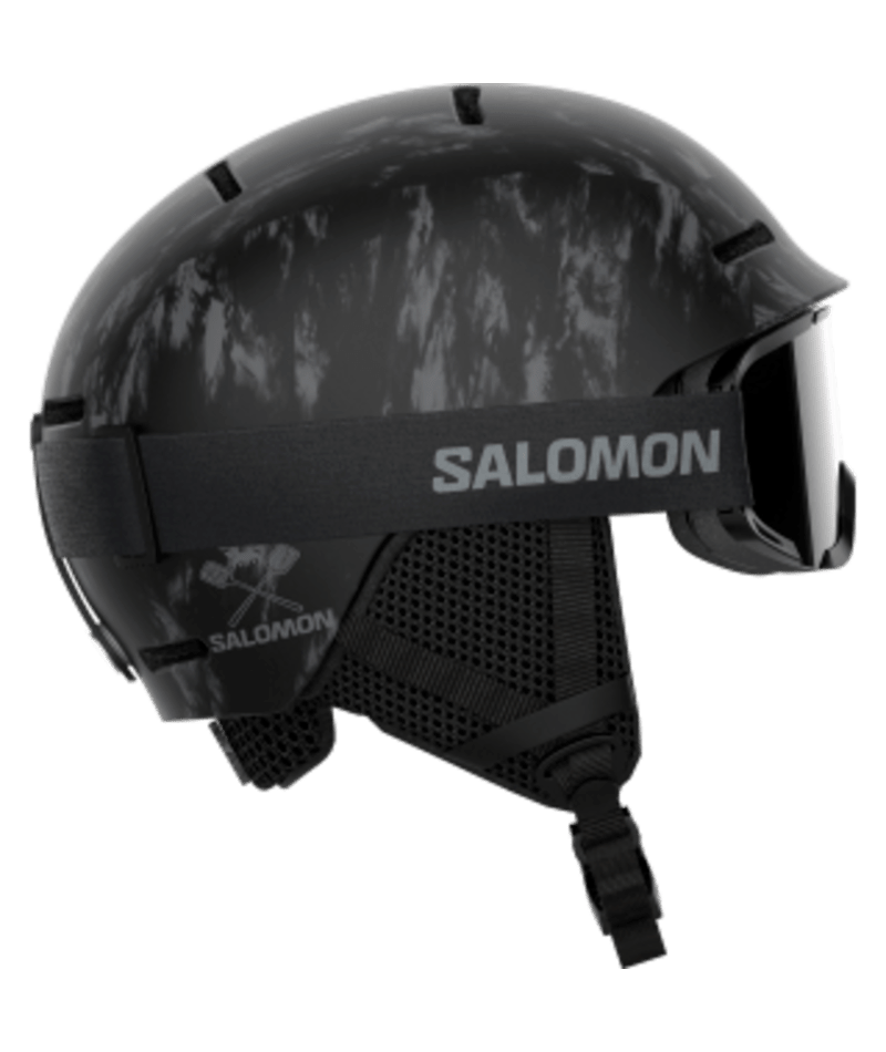 Salomon Player Combo Black sort skihjelm med medfølgende junior-skibriller
