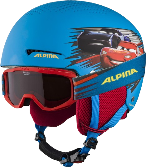 Alpina Zupo Disney Cars Skihjelm Og Brille (Farve: Blå, Størrelse: 51-55)